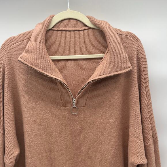 Quarter Zip Collared Sweater, Beige, XL, Unisex - Picture 2 of 5